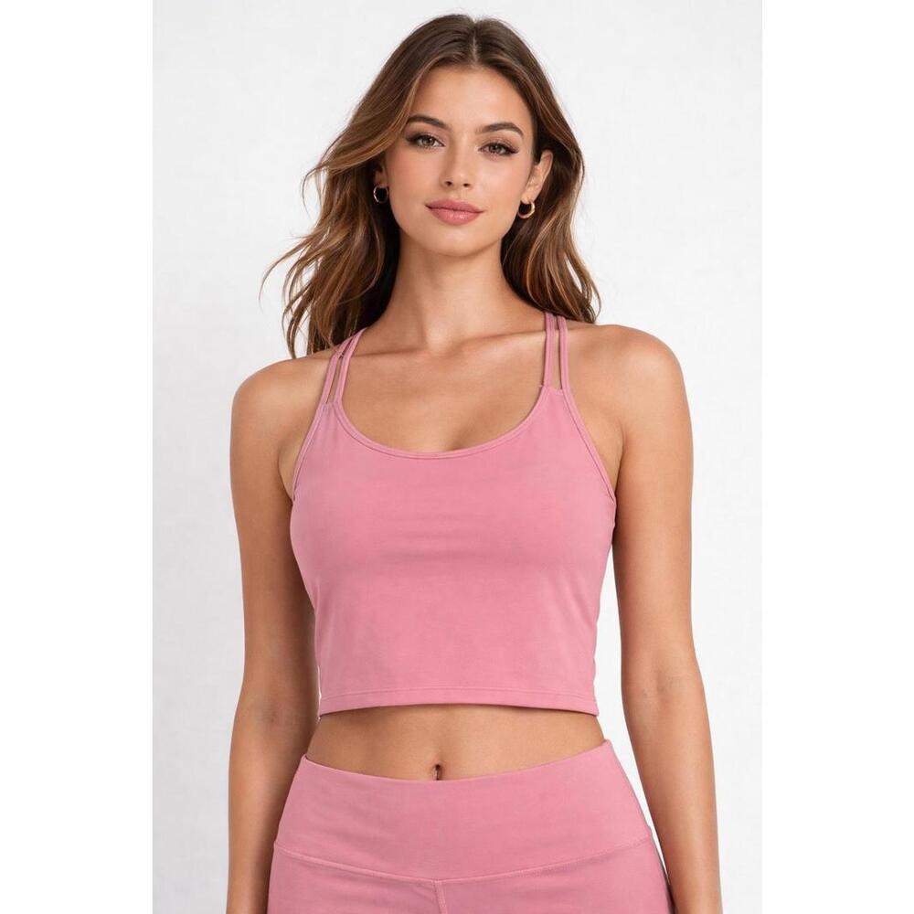 NWT Halara Strappy Back Cropped Athletic Tank Top Pink Size XS